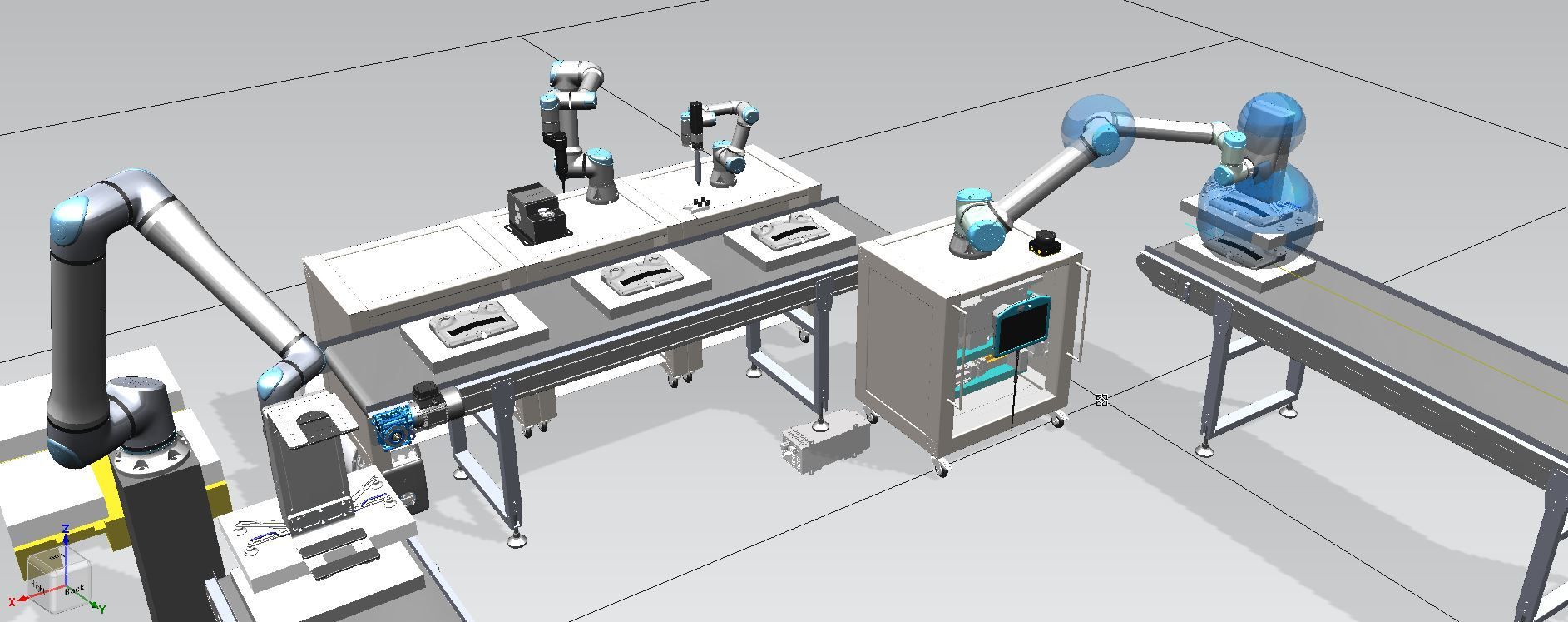 Conveyor + Universal Robots + Safety in Process Simulate