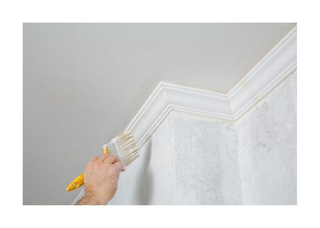 New West Painting Employee painting white trim on ceiling