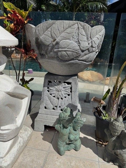 A Statue of an Elephant's Head is Hanging on a Wall in a Garden — Sun City Pools In Hyde Park, QLD