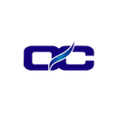 Blue logo with interlocking letters "OC" and a stylized blue curved line.