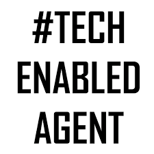 A black and white logo that says `` tech enabled agent '' on a white background.