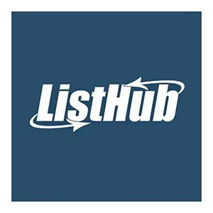 The listhub logo is on a blue background.