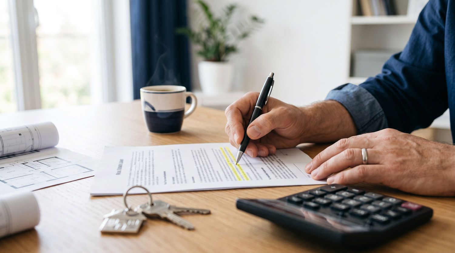 Real estate investor reviewing a hard money loan term sheet
