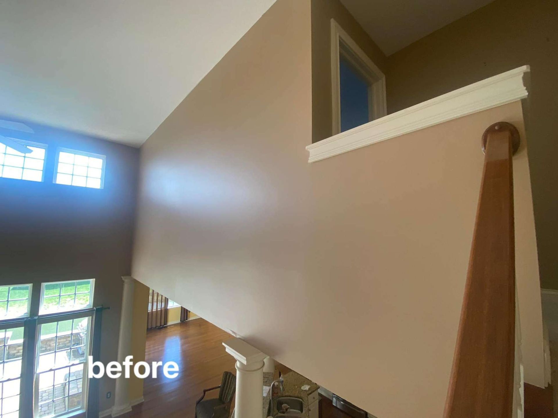 A picture of a staircase before being painted