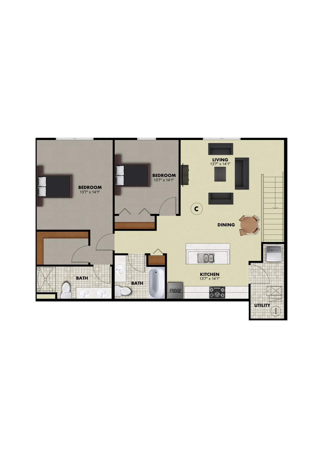 The Columbia End Unit Floor Plans