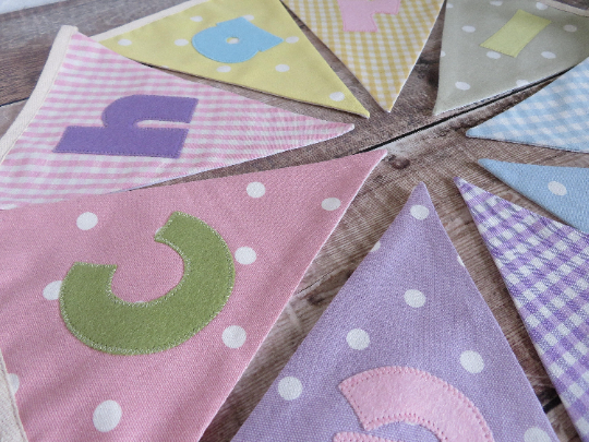 children's bunting, rainbow bunting, pastel bunting, kids name bunting