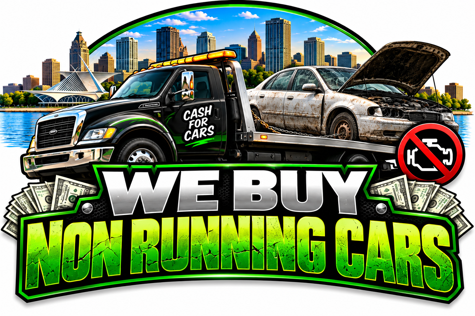 We buy non running cars for cash in Milwaukee, WI with free towing