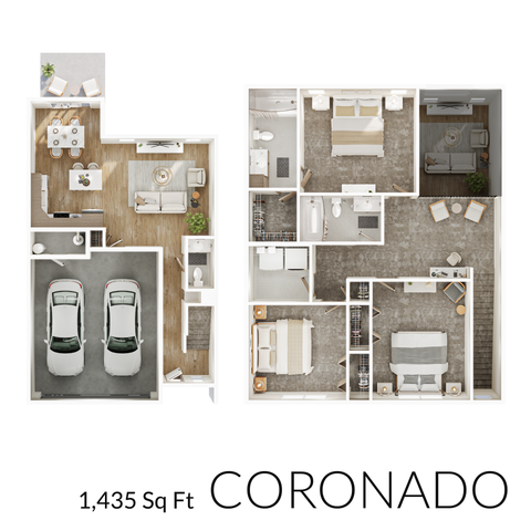 Coronado floor plan with 1,435 square feet