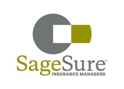 SageSure Insurance Managers logo: gray circle and square with olive green rectangle and text.