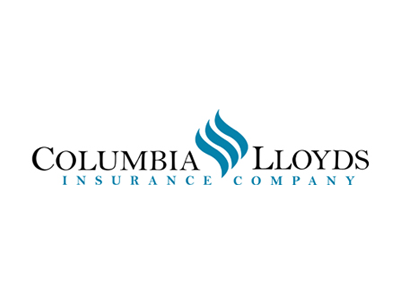 Logo for Columbia Lloyds Insurance Company; blue flame symbol above company name.