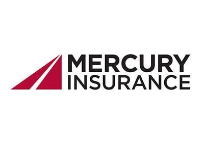 Mercury Insurance logo: Red angled shapes beside black text.
