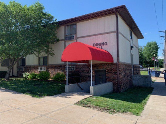 Red awning