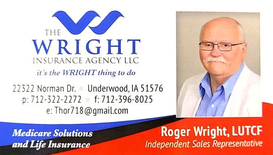 Roger wright is the independent sales representative for the wright insurance agency