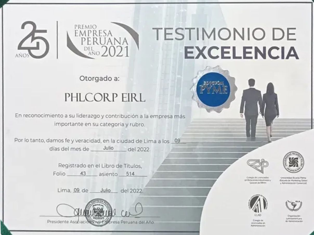 TESTIMONIO DE EXCELENCIA PHLCORP EIRL 2022