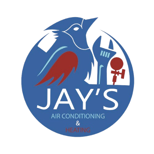 A logo for jay 's air conditioning and heating