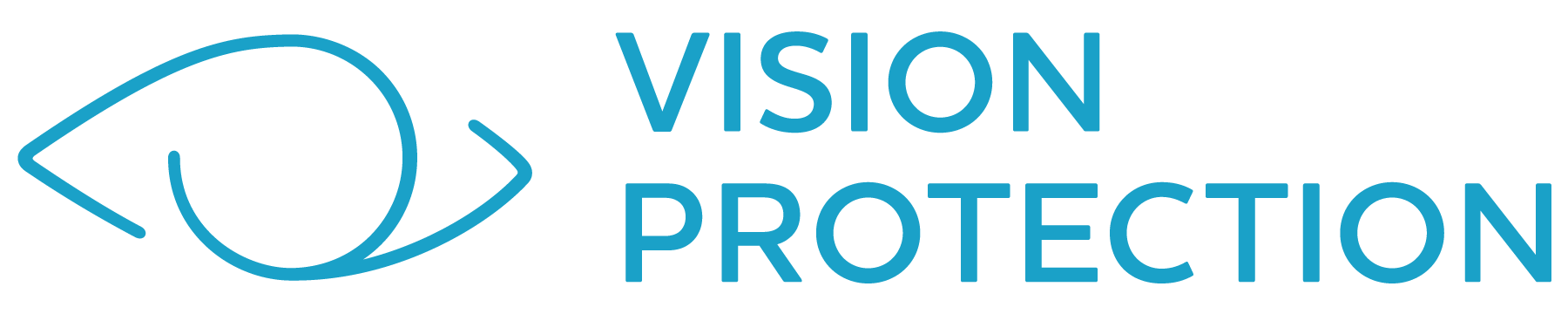 A logo for vision protection with a blue eye and the words vision protection.