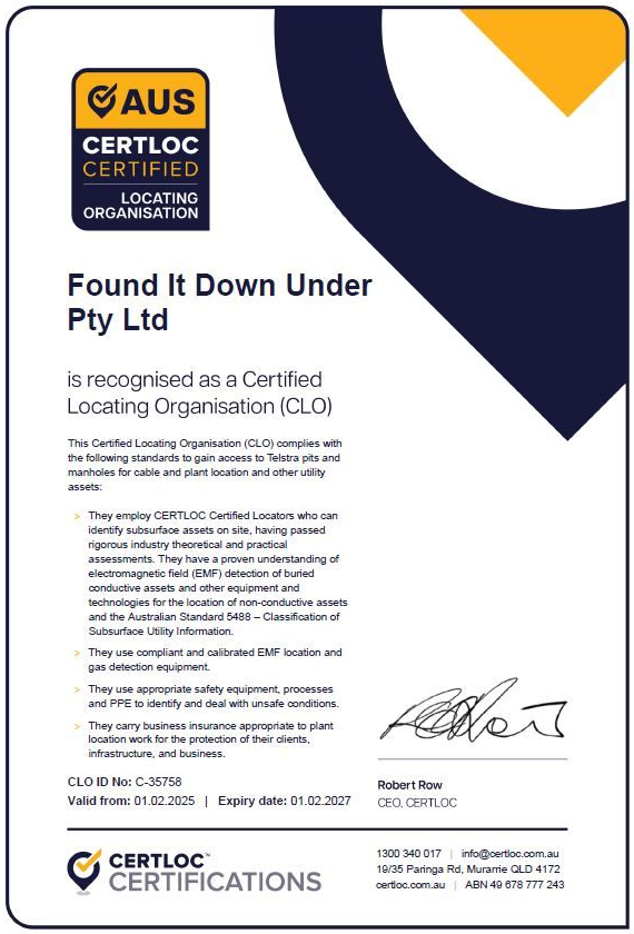 Certified Locating ​Organisation— Found It Down Under in Glenwood, QLD