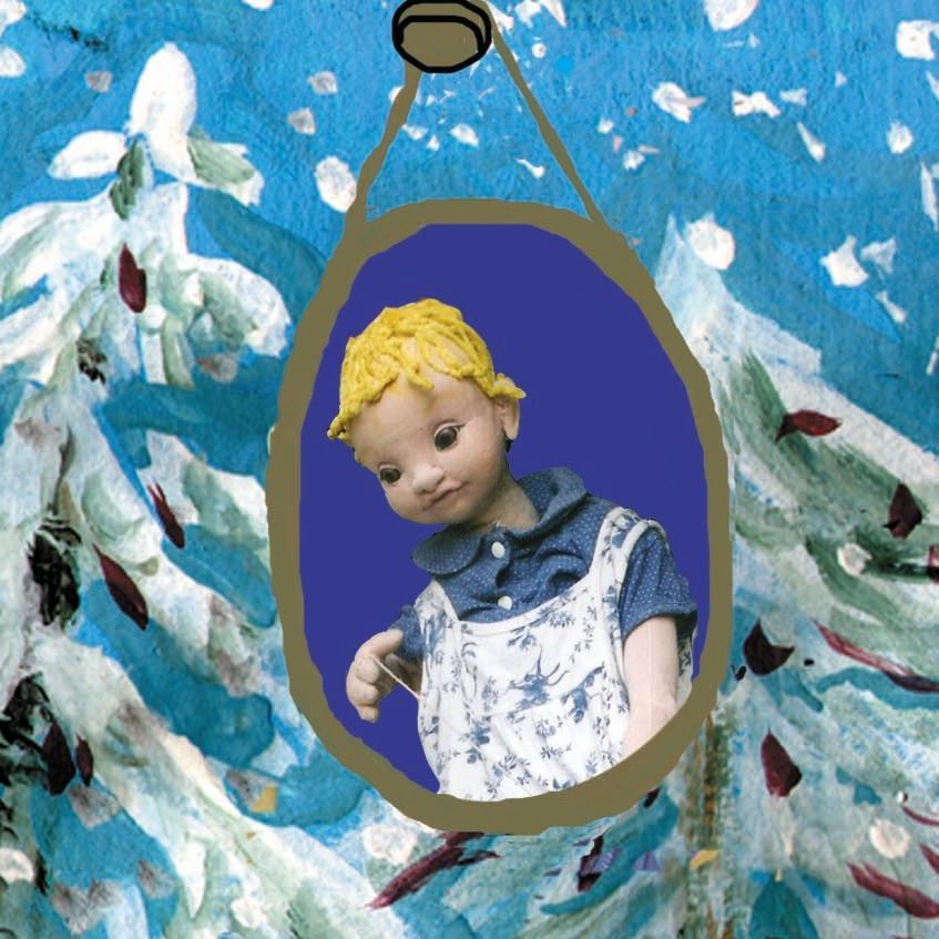 Ein Bild von einem kleinen Mädchen in einem blauen Rahmen