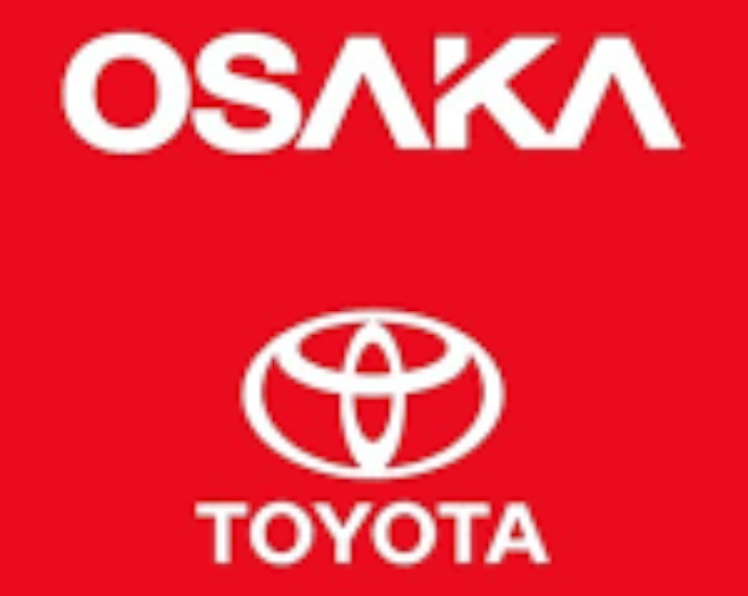 Logotipos de osaka e toyota em um fundo vermelho