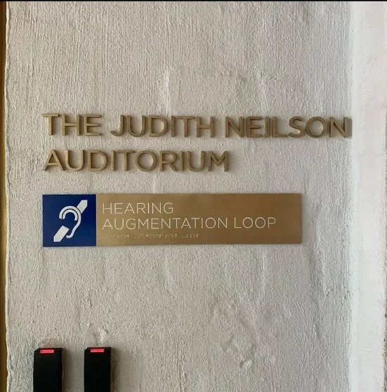 The Judith Neilson Auditorium metal signs