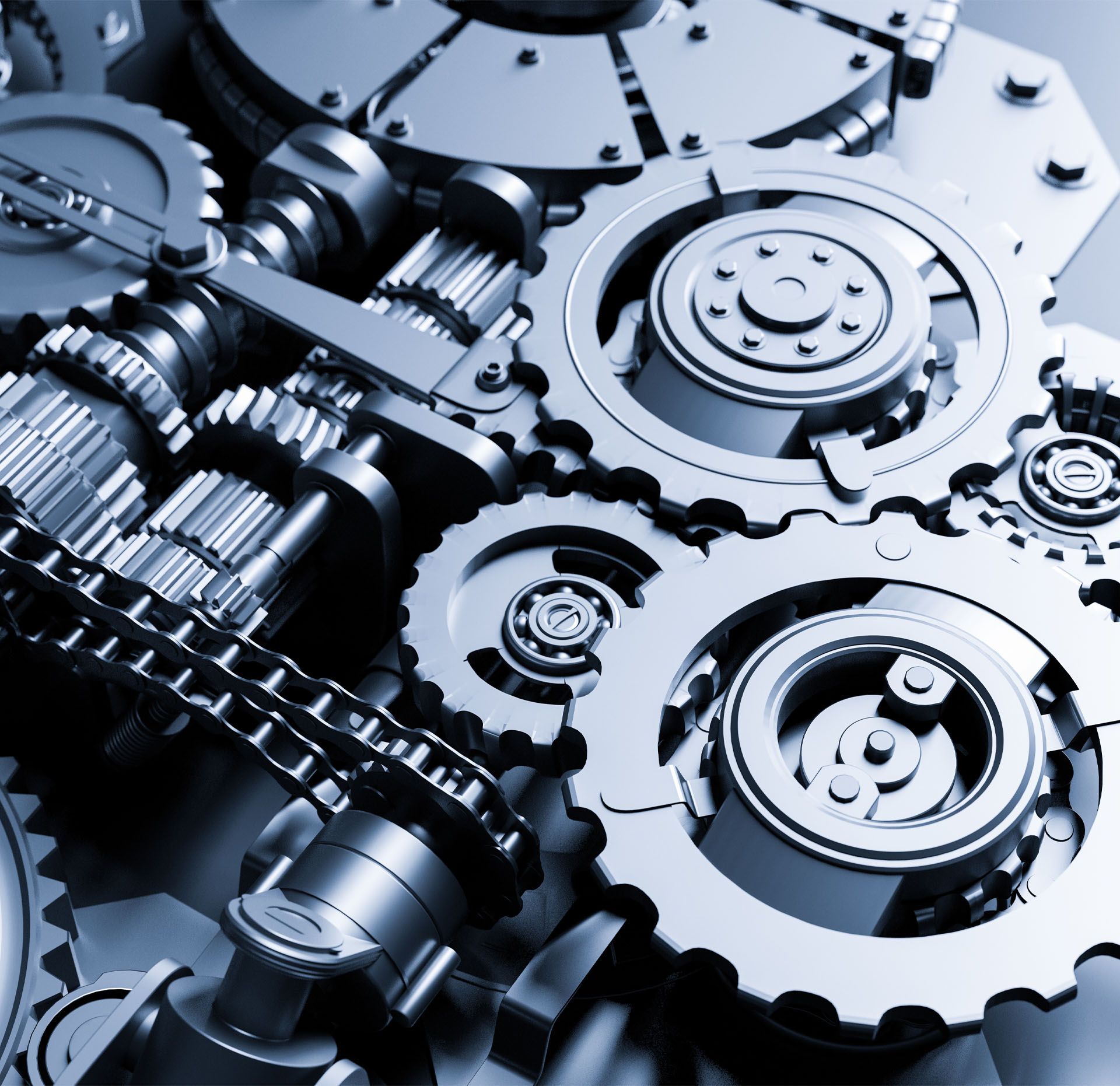 A close up of a machine with gears and chains