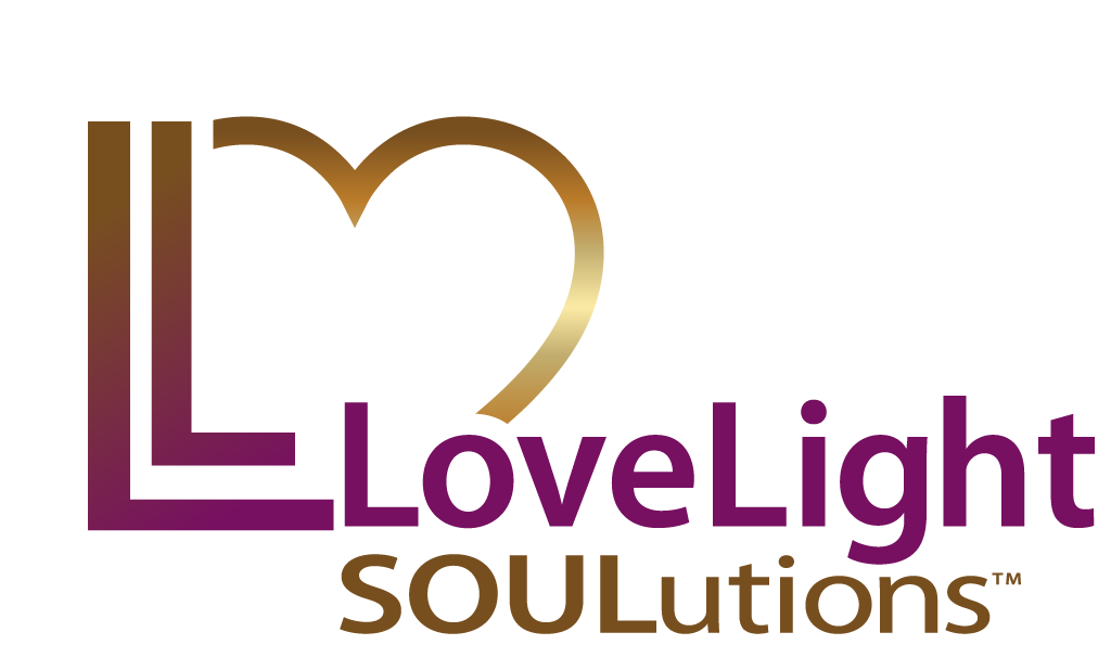 a logo for lovelight soulutions with a heart in the middle .