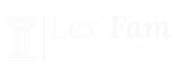Logotipo de servicios legales Lex Fam con un pilar y texto.