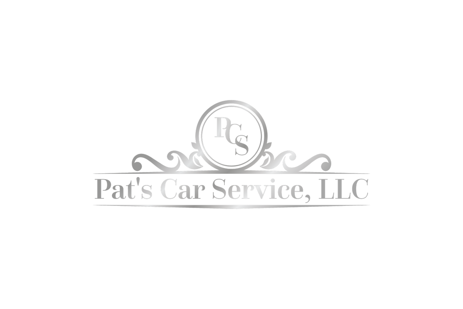 A logo for pat 's car service , llc on a white background.
