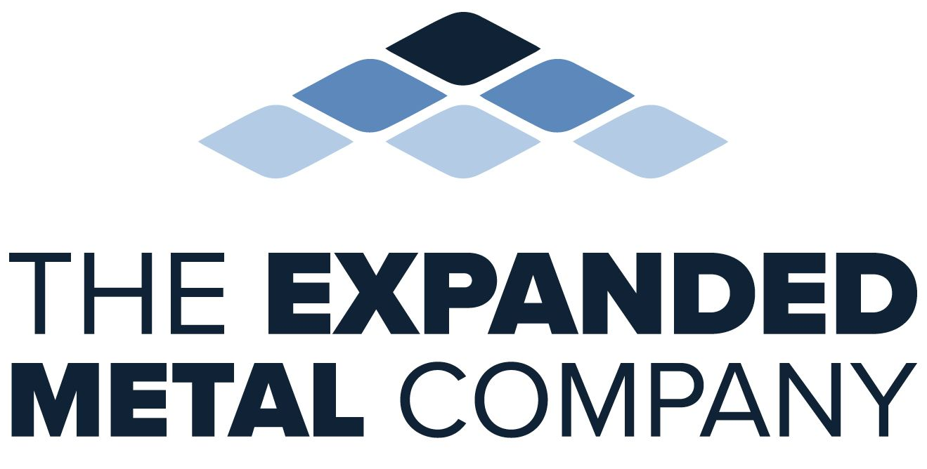 Logo for The Expanded Metal Company with blue diamond shapes above the company name
