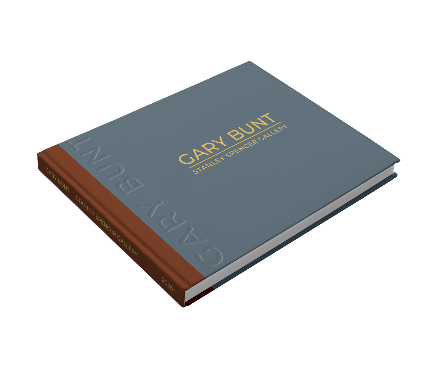 Gray hardcover book with brown spine and gold title text, shown at an angle on a white background