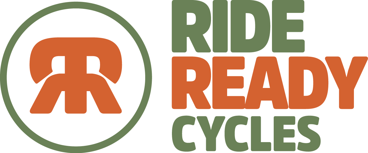 Ride Ready Cycles logo with orange and green circular icon and text