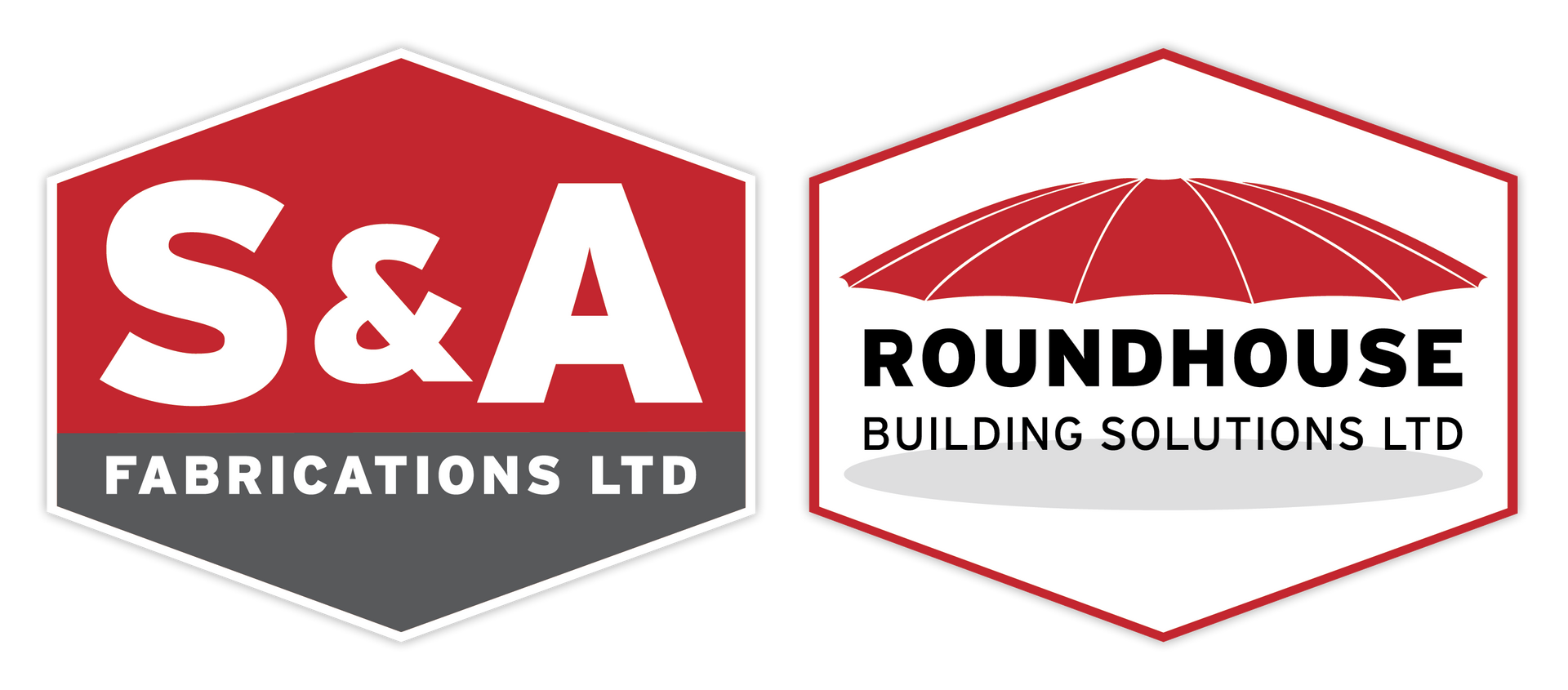 S&A Fabrications and Roundhouse Building Solutions logos in red, black, and white.