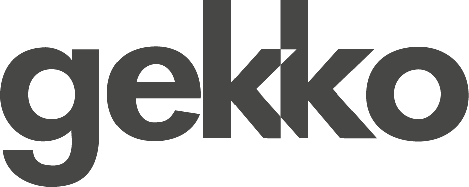 Gecko logo in dark gray lowercase letters on a white background