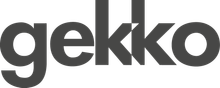 Gecko logo in dark gray lowercase letters on a white background