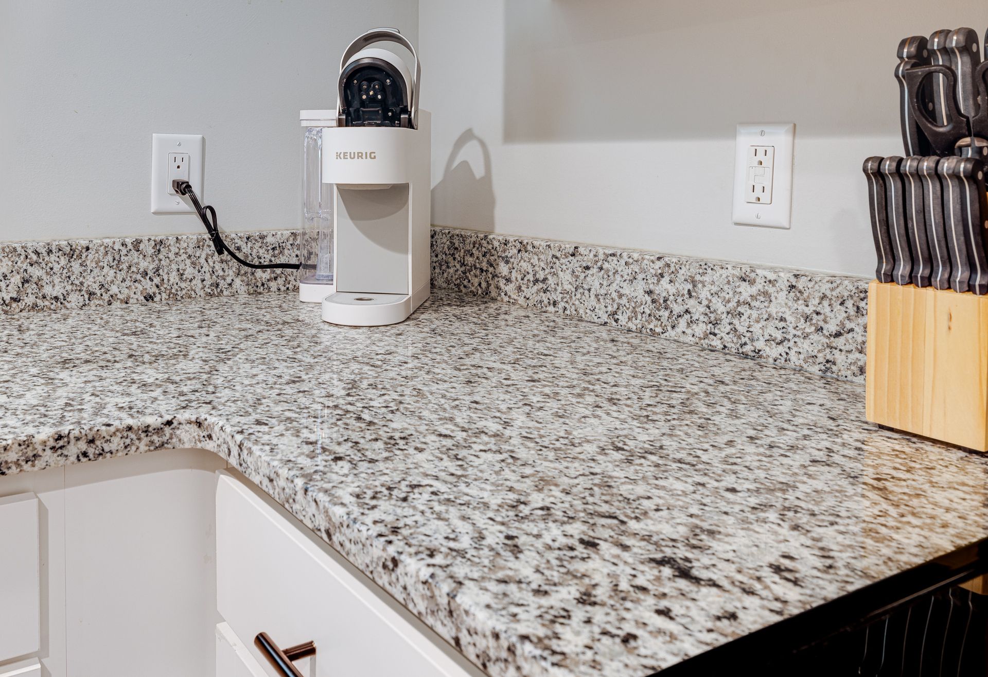 kitchen counter with nespresso coffee maker