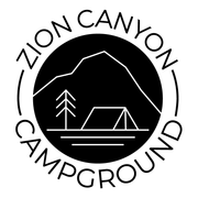 a black and white logo for zion canyon campground .