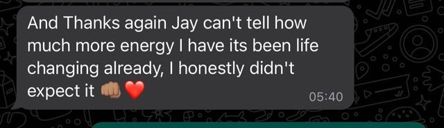 A screenshot of a text message between two people.