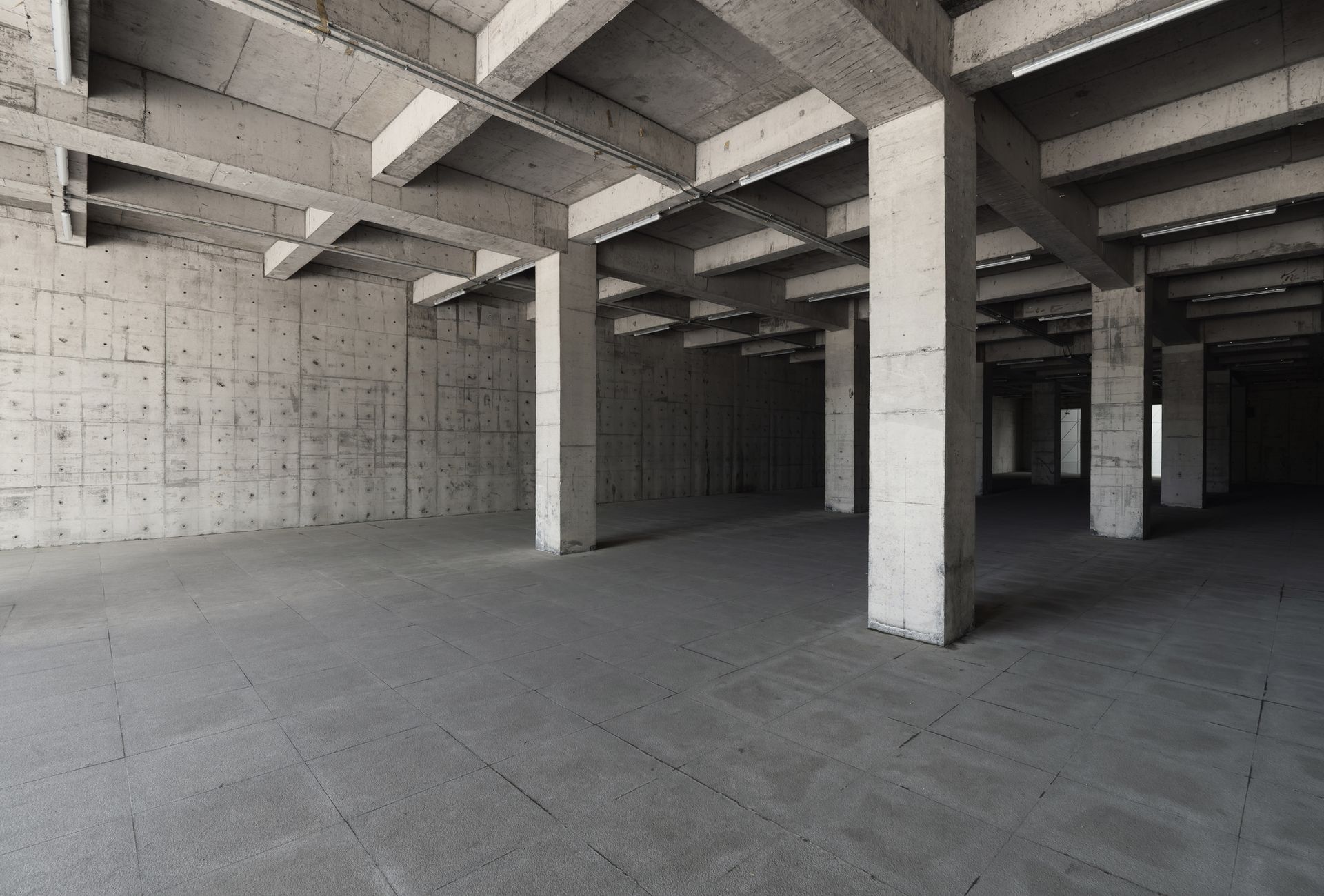 Interior structure with columns and a concrete design sense.