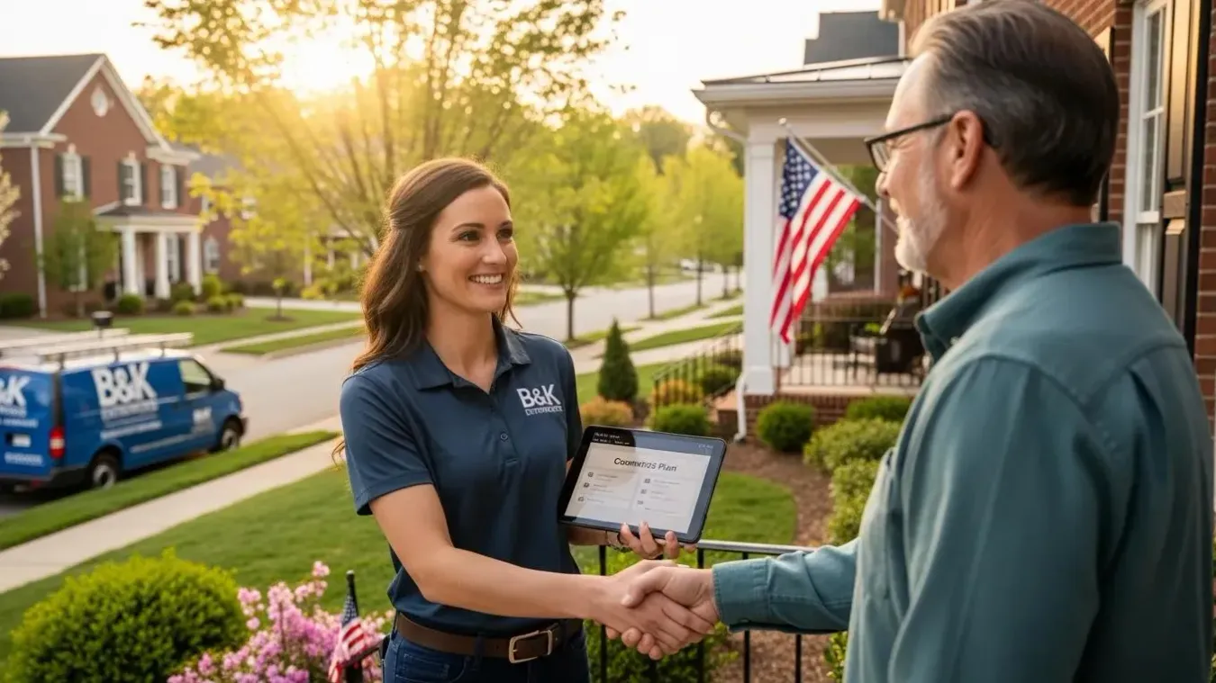 B&K Enterprises representative interacting with a homeowner in Middle Tennessee