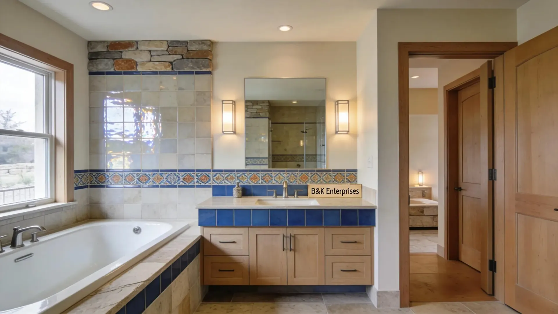 Luxurious remodeled bathroom in Mt. Juliet with custom tile and modern fixtures