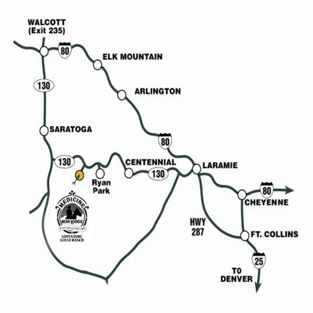 Map of the local area - Saratoga, Encampment, Laramie. 