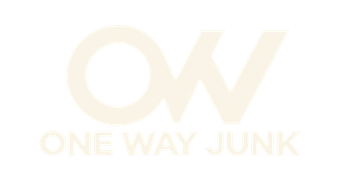 Cream logo reading &ldquo;OW&rdquo; above &ldquo;ONE WAY JUNK&rdquo; on a white background