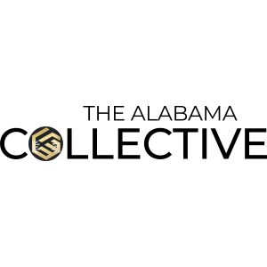 The alabama collective logo is a black and gold logo on a white background.