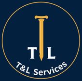 T&L Services logo with gold sword-like T between white T and L on a navy circle