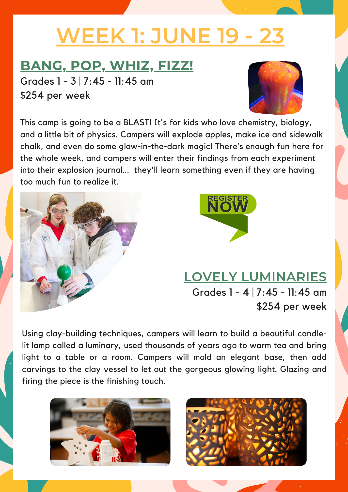 Summer camp brochure - Milwaukee school