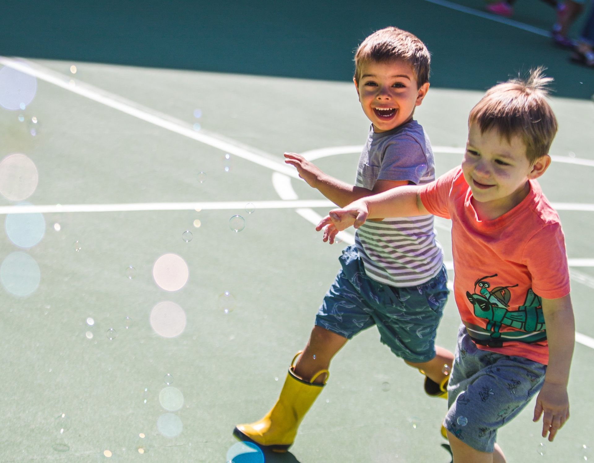 Montessori children playing outside