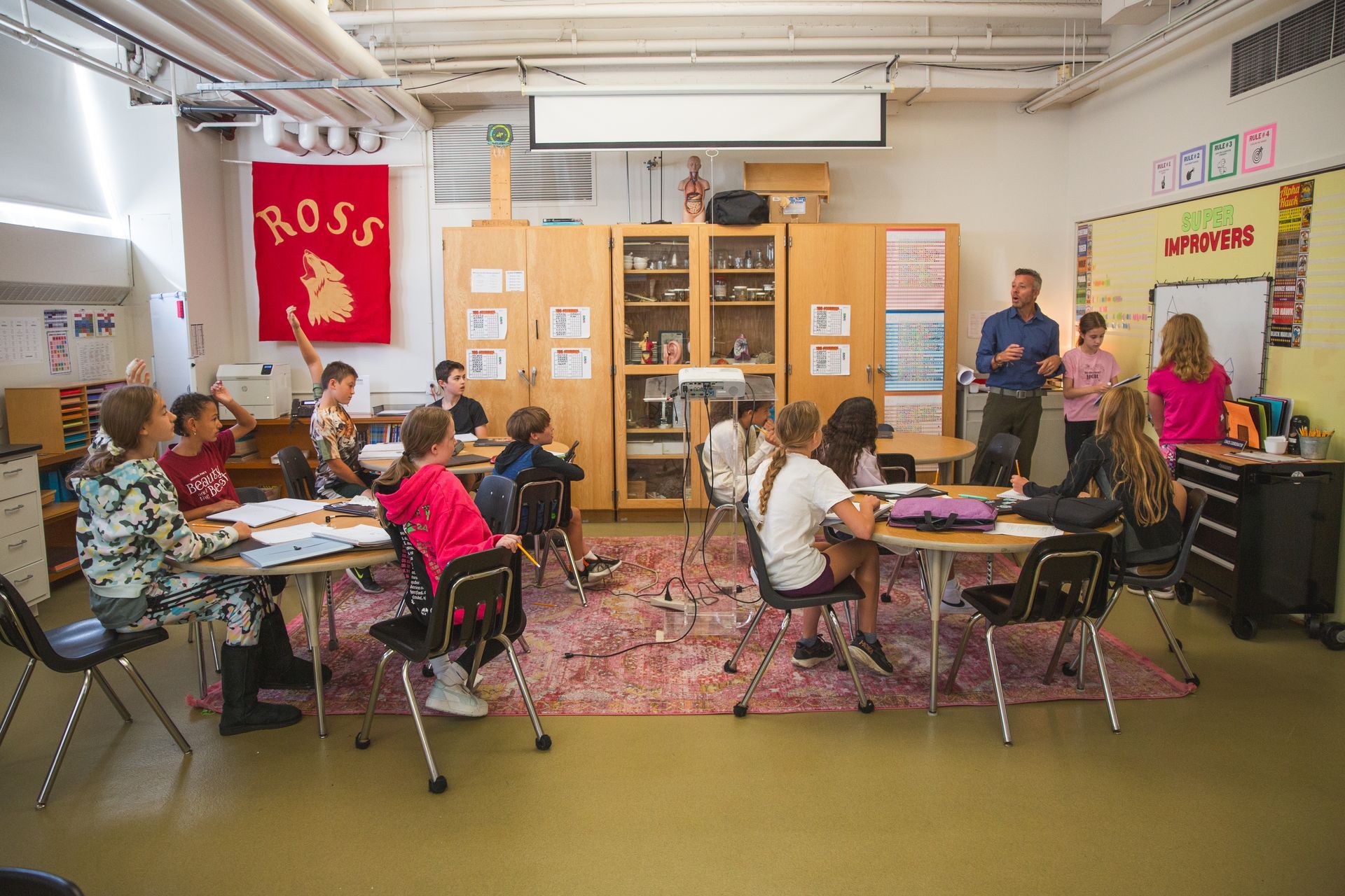 Hands-on math activity at Milwaukee Montessori.