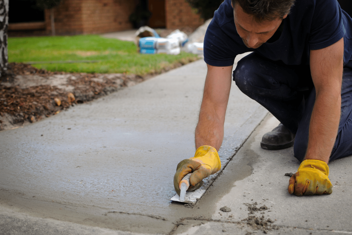 a concrete patio pavement