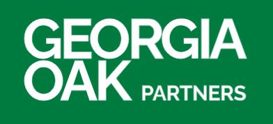 The logo for georgia oak partners is green and white.