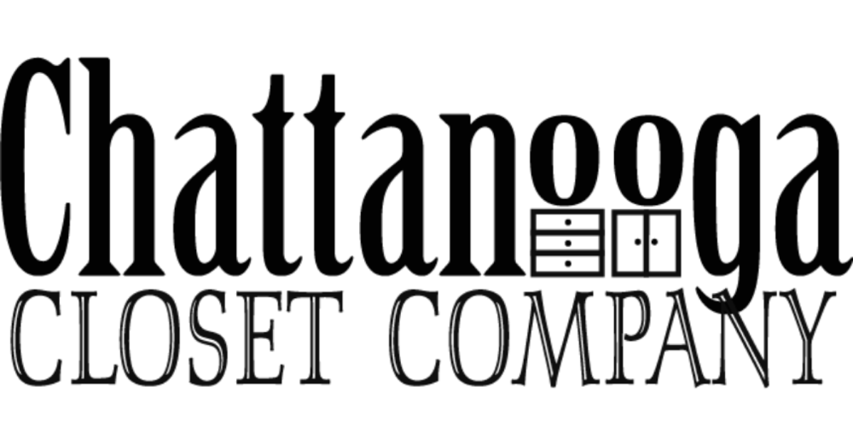 The logo for chattanooga closet company is black and white.